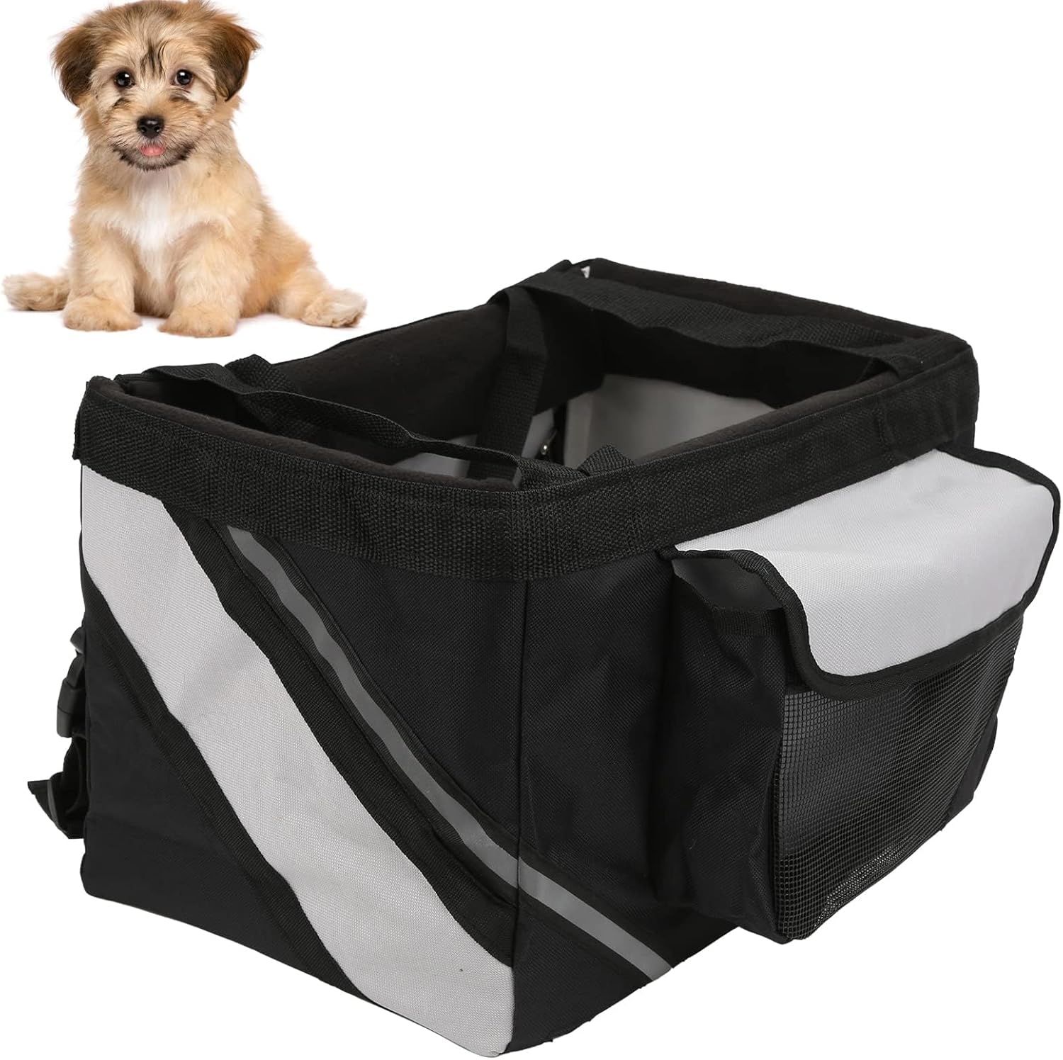 Detachable Dog Bag, Front Bike Carrier Basket for Small Medium Pets, Oxford Cloth, Lightweight and, Quick Release Handlebar Mounting, with Inner Pad Acc