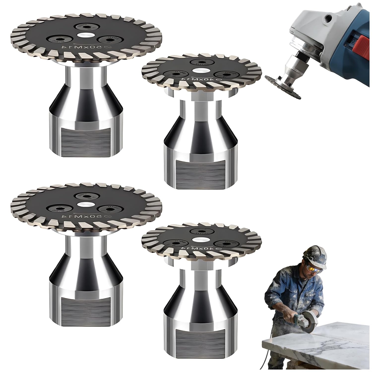 Precision Diamond Carving Wheel (40mm/50mm), Diamond Engraving Blade & Saw Kit with Removable Flange, Wet & Dry Use Metal Cutting Saw, for Granite Marble Ceramic PVC Precision Lettering (4, 40mm&50mm)
