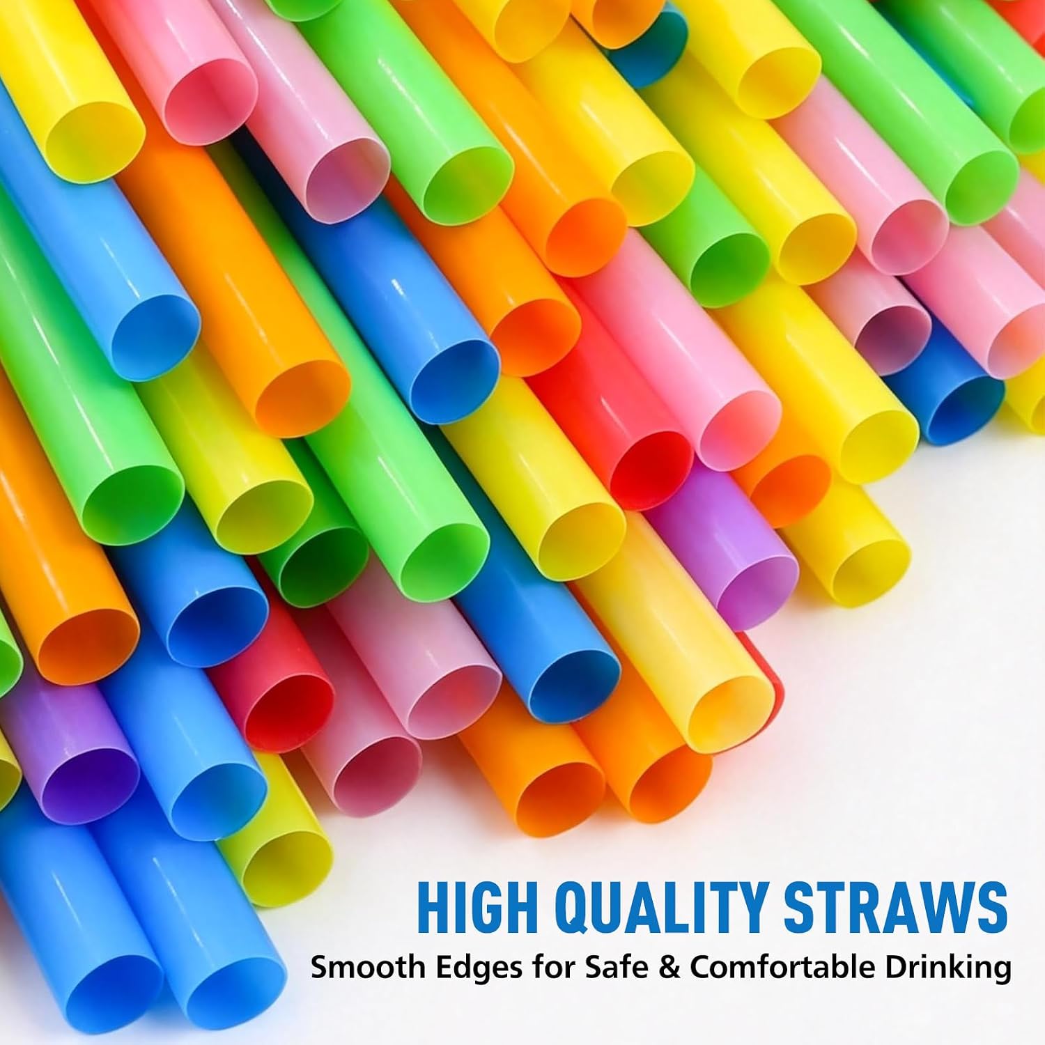 200PCS Disposable Plastic Straws – Straight Drinking Straws Plastic Disposable, Colorful Long Straws for Smoothies & Boba, BPA-Free Disposable Straws for Juice, Party & Daily Use