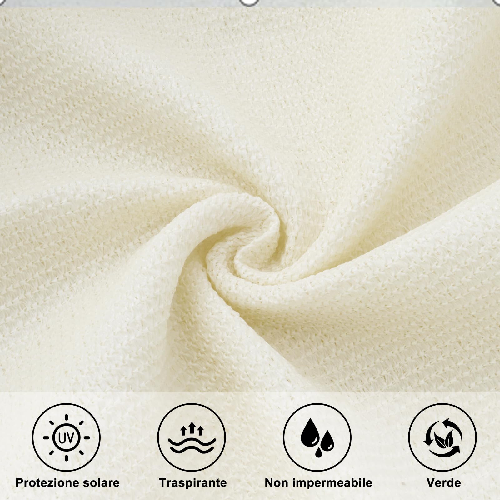 HENG FENG Tenda a Vela Triangolare HDPE 3x3x4.25m Ombreggiante Protezione Solare Raggi UV per Esterno Giardino Terrazza Beige