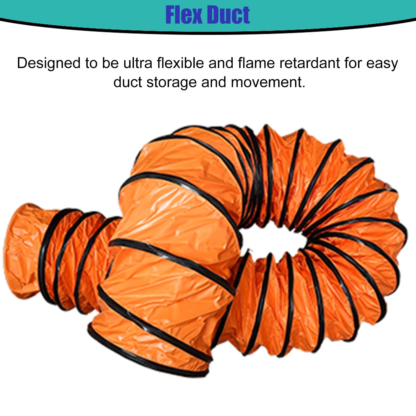 Orange - Conducto flexible comercial para fábricas y túneles y automóviles, expandible, ventilador, ventilador de utilidad, ignífugo, manguera de conducto de 450 mm de diámetro, 17 3/4 pulgadas de