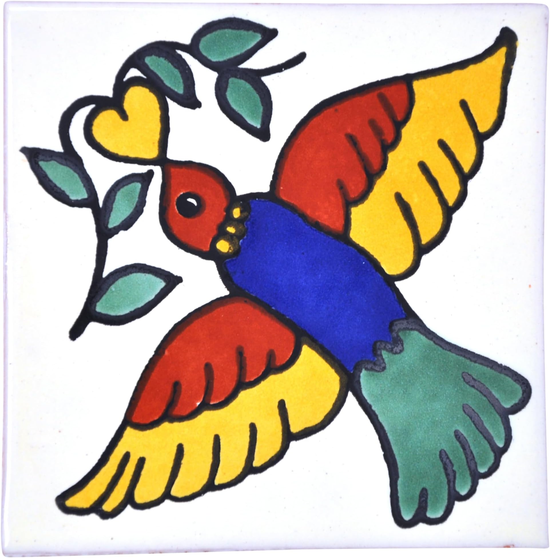 Tumia LAC Handmade Mexican Talavera Tile - Authentic Style Quin Ceramic Tiles for Crafts, Backsplashes and Home Improvement - Individual Tile