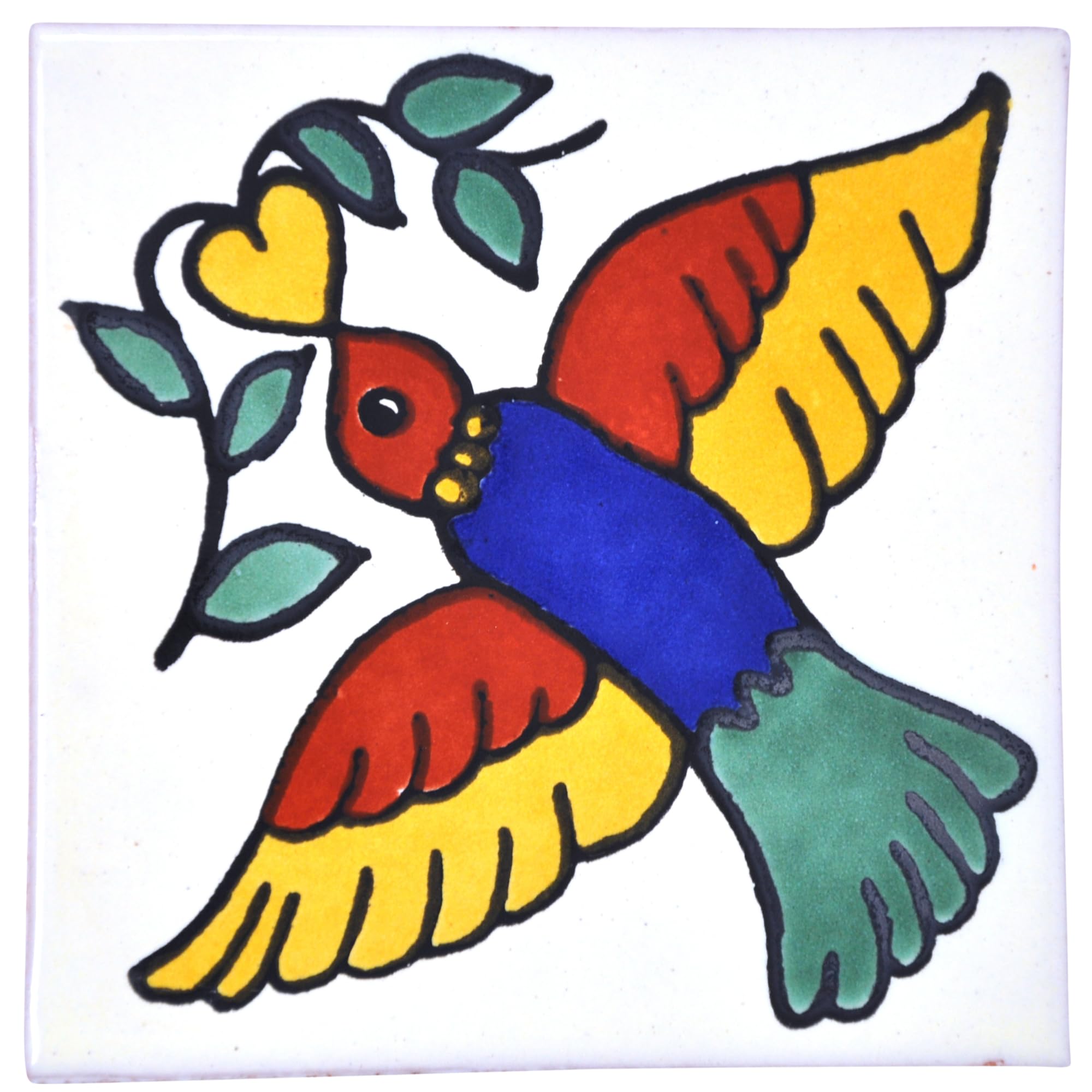 Tumia LAC Handmade Mexican Talavera Tile - Authentic Style Quin Ceramic Tiles for Crafts, Backsplashes and Home Improvement - Individual Tile