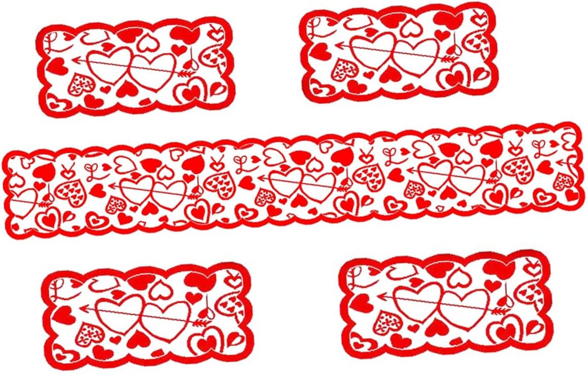 Cabilock 4pcs Heart Pattern Love Table Runner Valentines Day Placemats Hollow Arrow Coaster Party Decorations Red Heart Table Mats