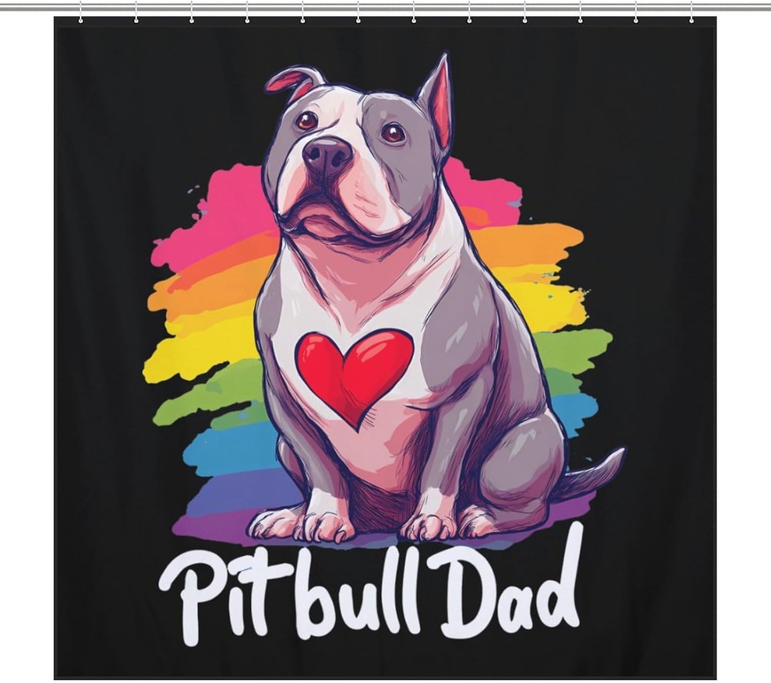 Pitbull Dad Shower Curtain 69.69x70.87Inch（177x180cm） Polyester Bath Curtain Shower Curtains Printed Decorative