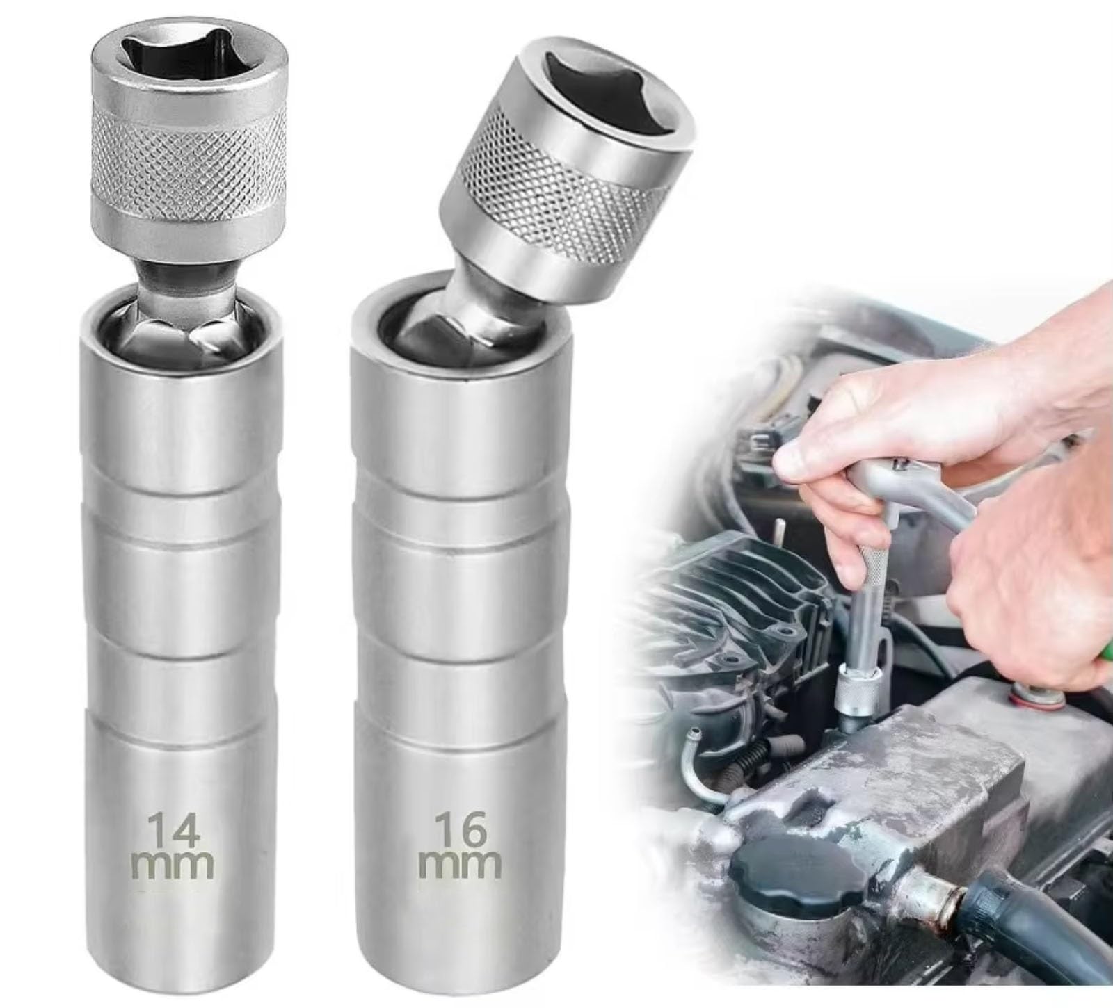 Llave De Bujía 2 Uds Enchufe De Bujías Automotrices 14mm 16mm Herramienta Extracción Giratoria Herramientas Instalación De Enchufe De Bujías Magnéticas
