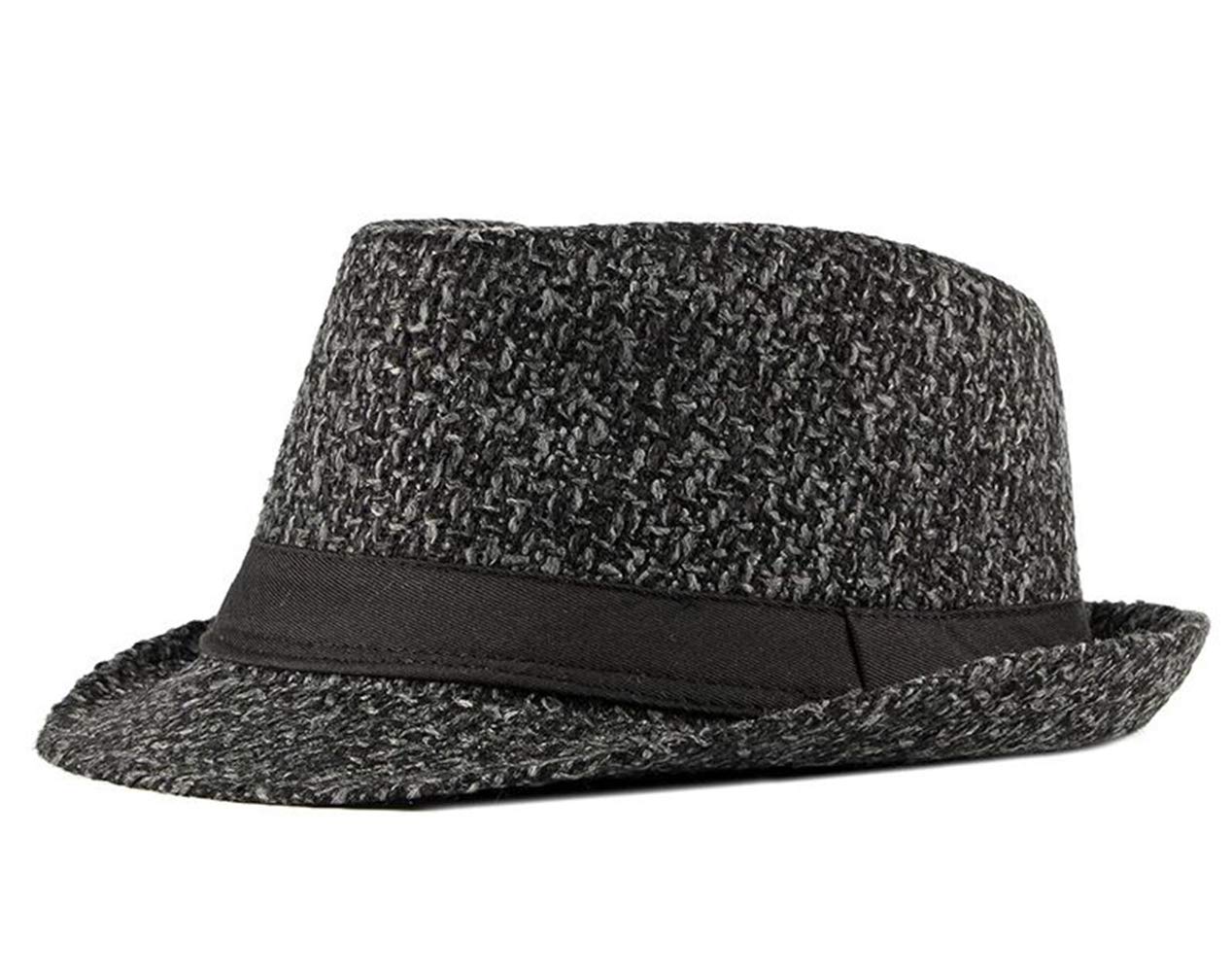 Fedora Hats Mens Trilby Hat Autumn Winter Panama Style Sun Hat Jazz Hat 58CM (Grey)