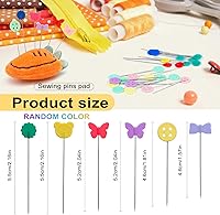 Vista 2 de 600 PCS Multicolor Straight Pins Straight Quilting Pins Flat Head Straight Pins with Flower, Butterfly and Button, Colored Heads Sewing Pins for