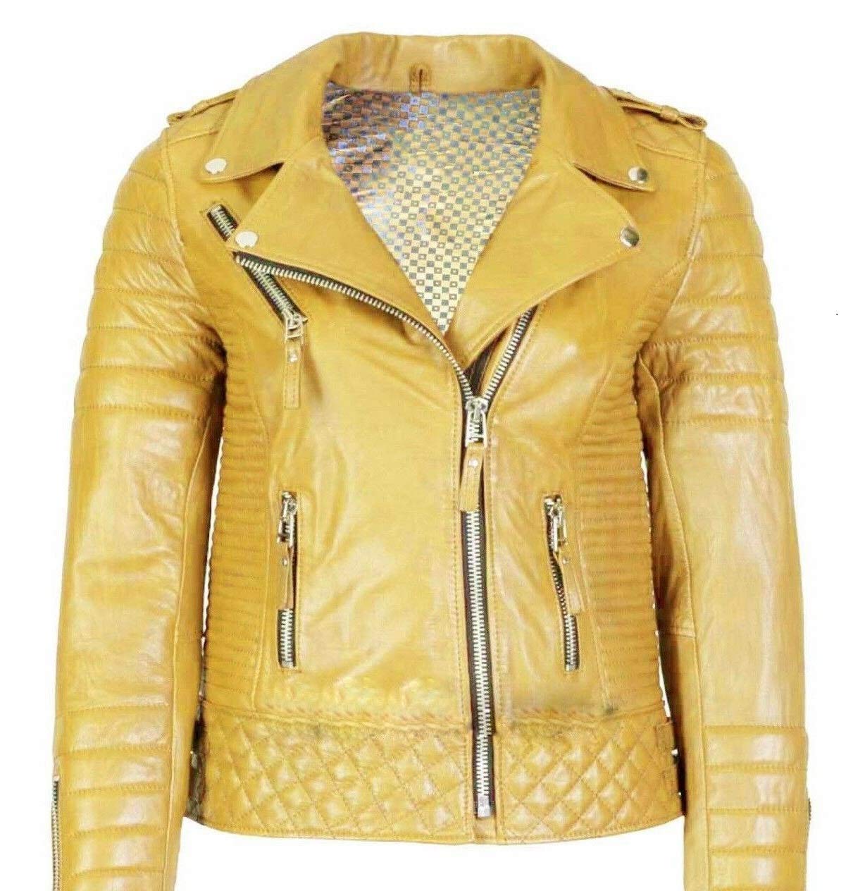 LE CRAZEWomen's Genuine Lambskin Leather Slim Fit Biker Motorcycle Jacket #LC221