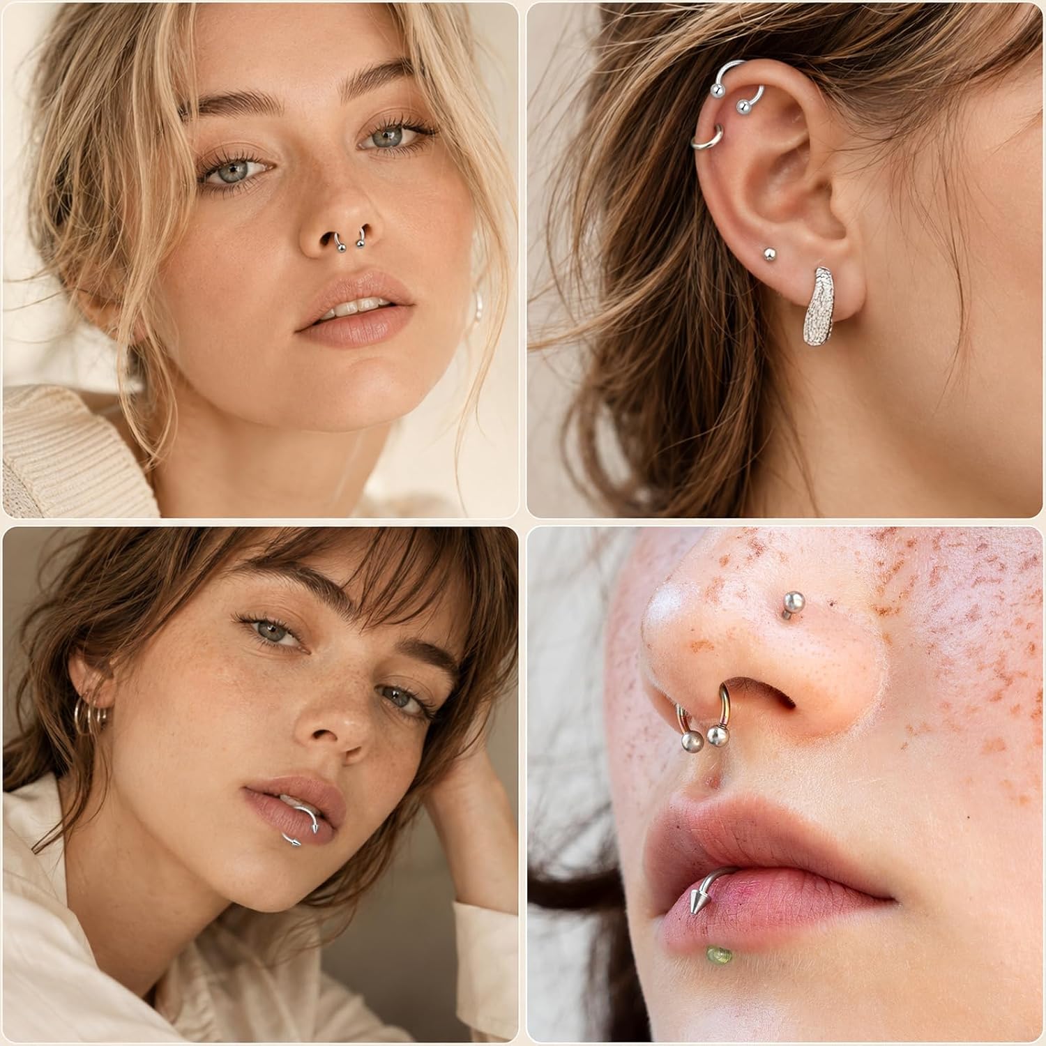 6Pcs 16G Septum Rings Horseshoe Surgical Steel Horseshoe Nose Rings image 3