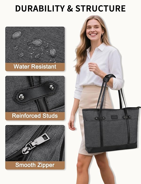 Laptop Tote Bag for Women,RAVUO Water Resistant 15.6 Inch Computer Handbag Business Shoulder Work Bag Teacher Bag with Portable Small Pouch by RAVUO - Image 3