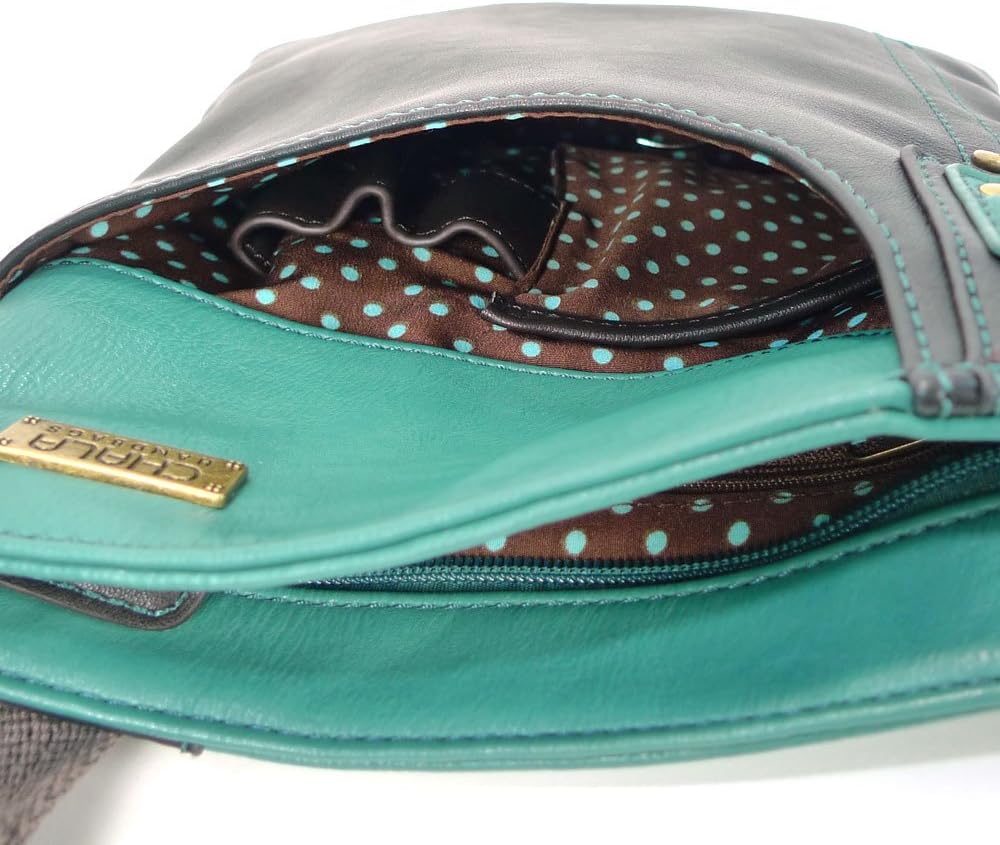 CHALA Crossbody Phone Purse | SOFT PU Leather SWING Bag Mini Key fob (Teal_Anchor)