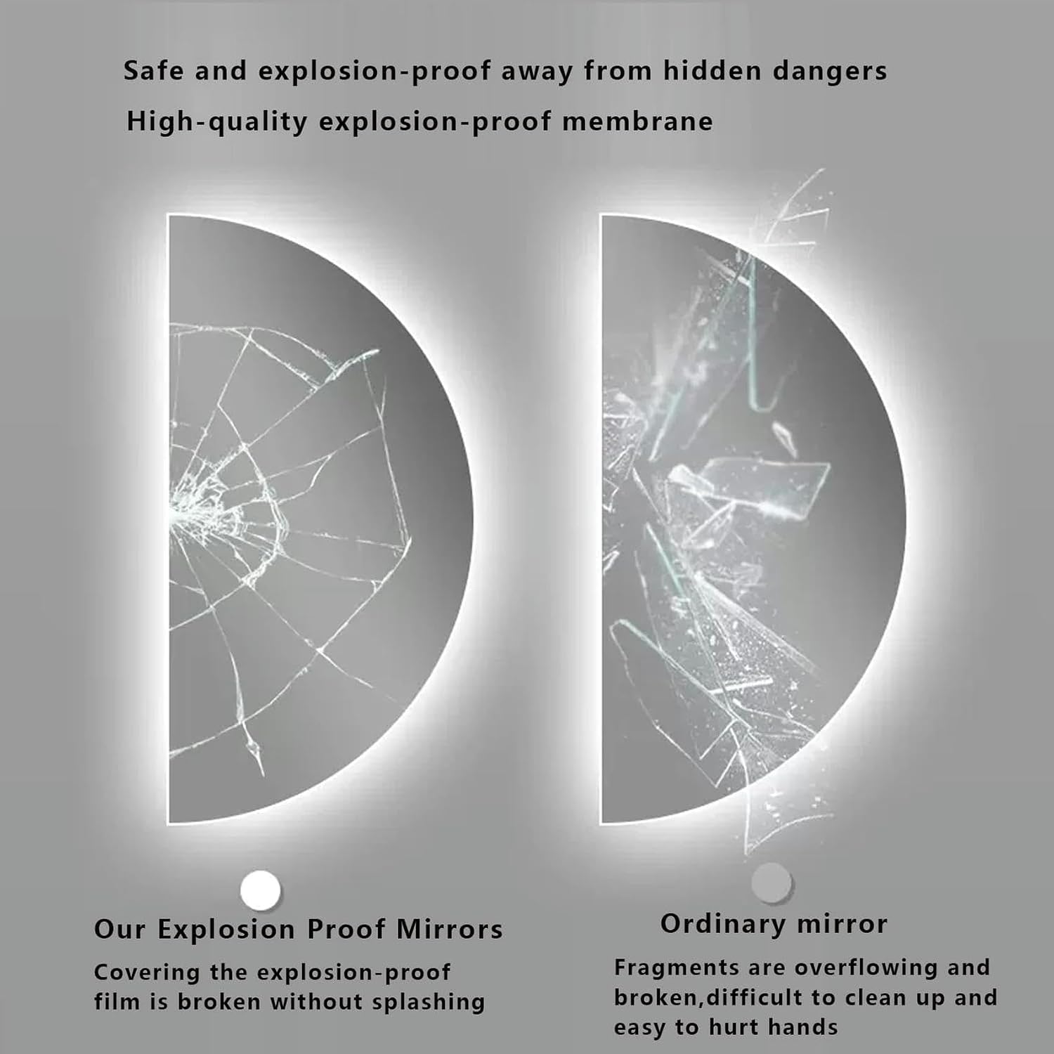 Crescent LED Changer Mirror of 3 Adjustable, Large, Antivaho, Backlit Mirror, Smart Touch Switch ~/