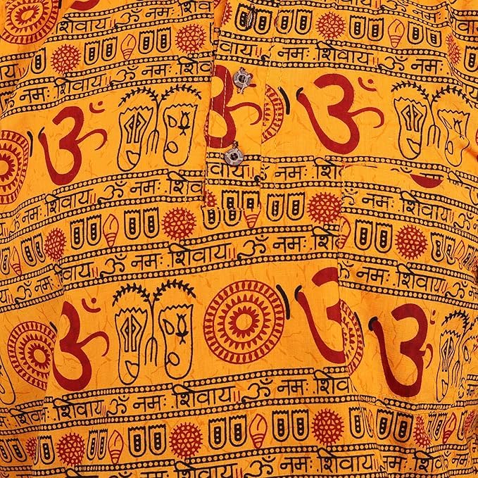 Image of THE MAKKI Trends - Om Printed Kurta for Men & Boys | Cotton Half Sleeve Mahadev Mahakal Kurta T-Shirt for Events, Festivals, and Religious Ceremonies (Regular)