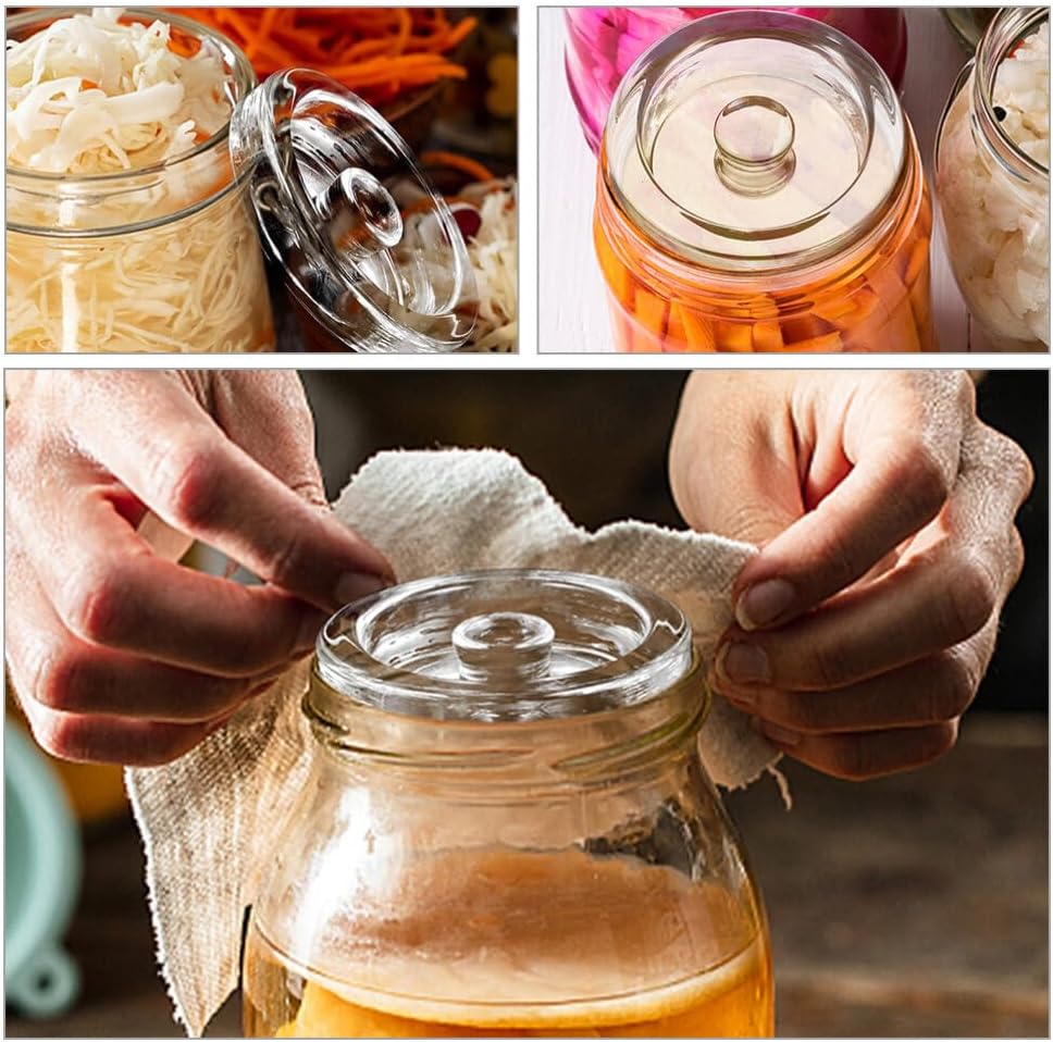 6pcs Glass Jar Weights for Fermenting Compact Fermenting Weights for Wide Mouth Jars for Sauerkraut Kimchi and More Convenient Handle for Easy Use