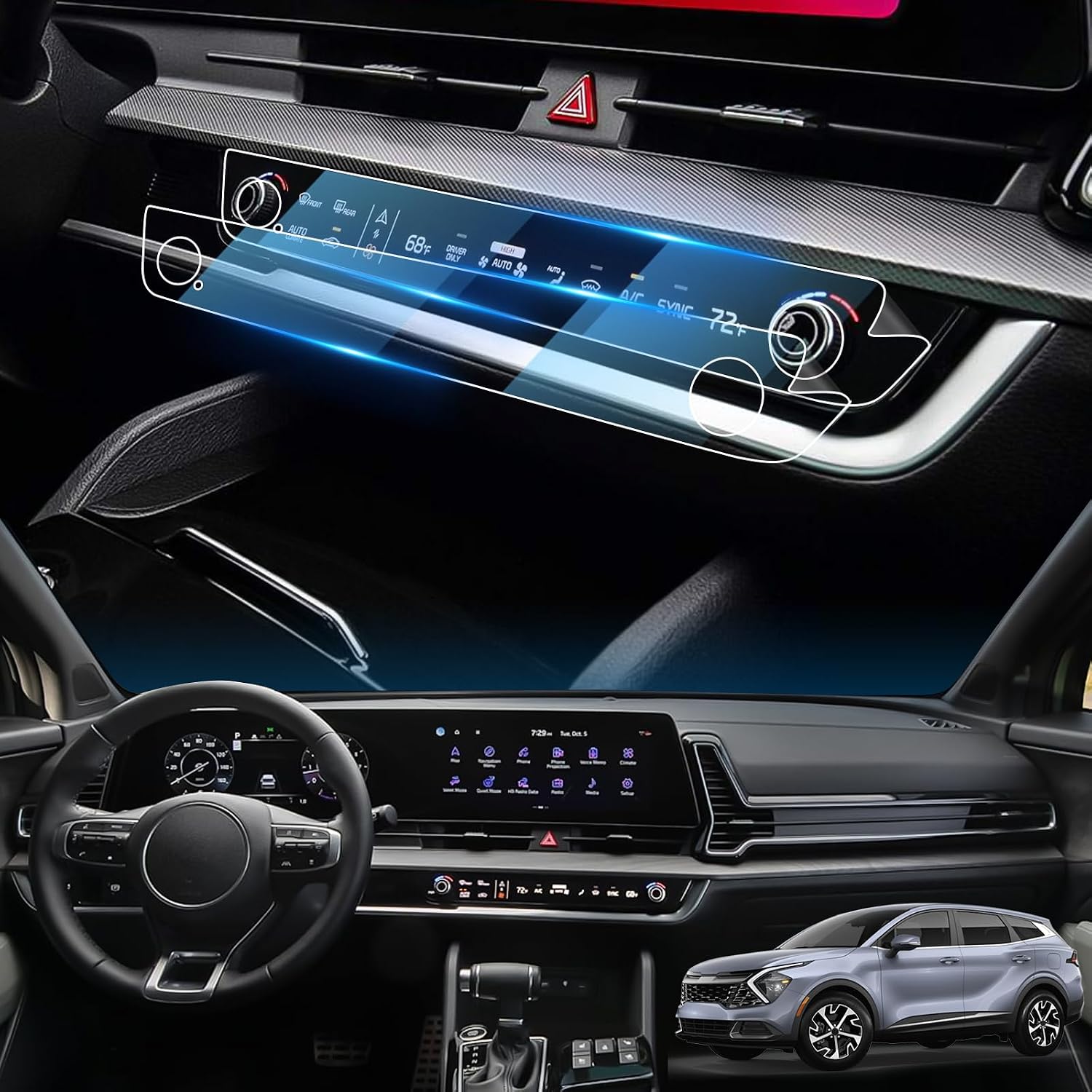 LFOTPP 2023 2024 2025 Sportage Screen Protector AC Climate Control for 2023 2024 2025 Kia Sportage Accessories (LX/EX/SX/SX-Prestige/X-Line) Plug-in Hybrid Prestige Screen Film for Kia Sportage