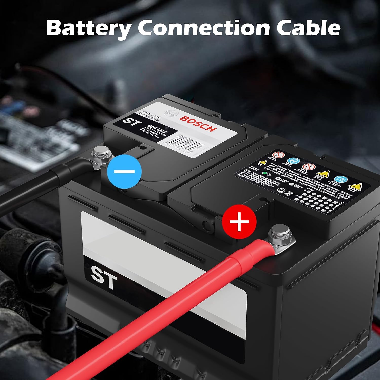 8 Gauge AWG Battery Power Inverter Cables 2 Ft Black+2 Ft Red, Tinned Copper Wire Set with 3/8 in Lugs Both Ends, Heavy Duty for Automotive Solar Marine Boat RV Car Motorcycle-UL-Outdoor