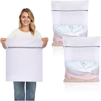 Dntorx Pack of 2 Laundry Net Large 50 x 60 cm Washing Net for Washing
