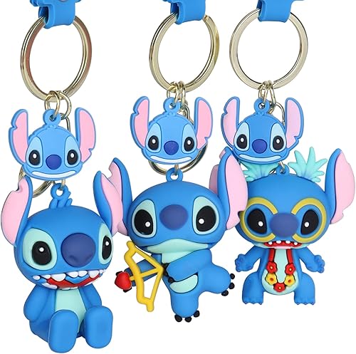 3 llaveros de puntada de dibujos animados para niños y niñas para parejas, llaves, mochila, bolso, llavero de teléfono, regalo para cumpleaños,