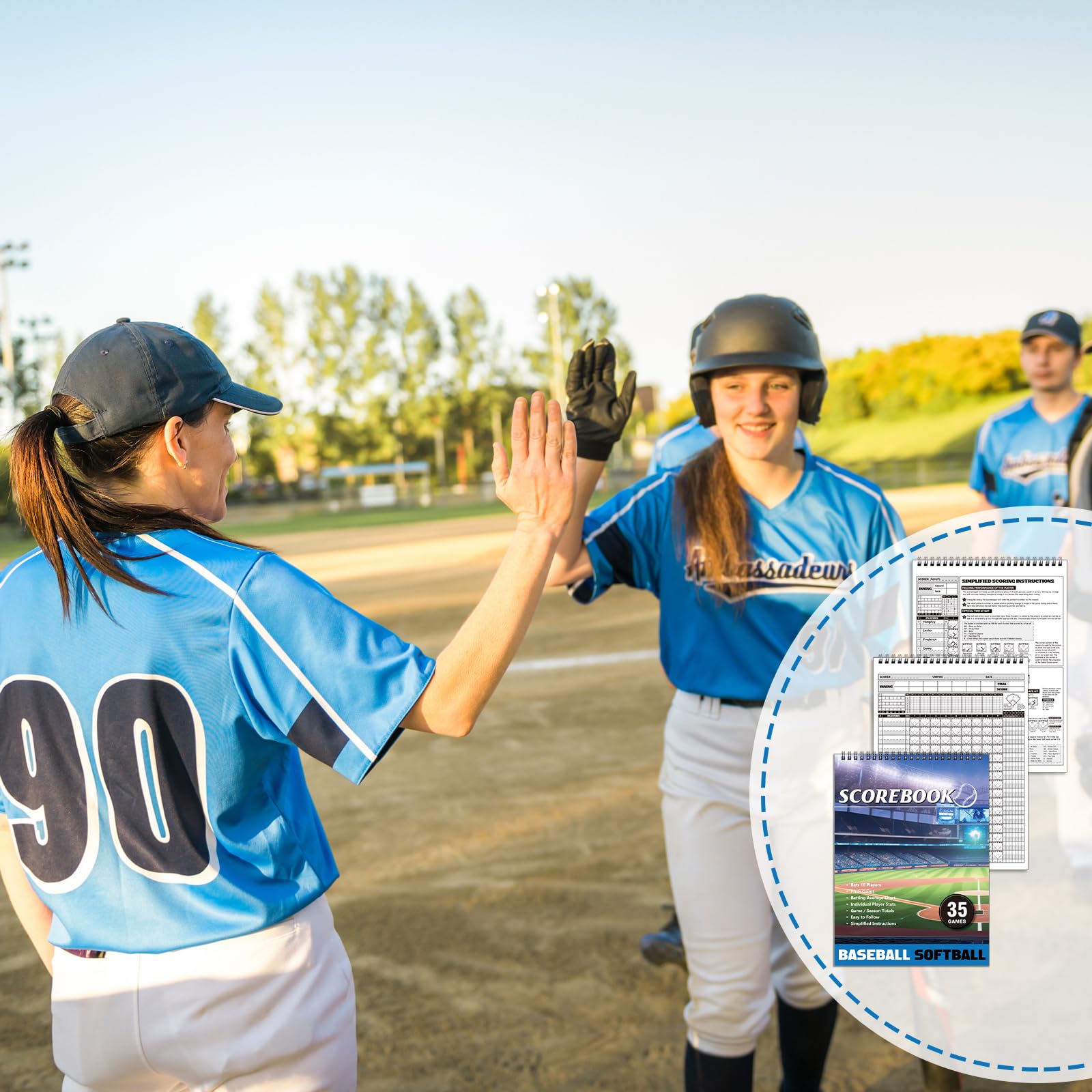 Qilery Libro de puntuación de béisbol, 35 juegos, libro de puntuación de béisbol y sóftbol, libro de puntuación, accesorios de entrenamiento para estadísticas, entrenadores, marcadores, 11.6 x 8.3