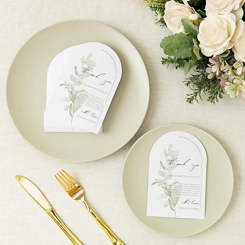 Miniatura 6 de Crisky Arch Design Greenery - Tarjetas de agradecimiento para boda, 50 unidades, centros de mesa de boda elegantes y elegantes y decoraciones de