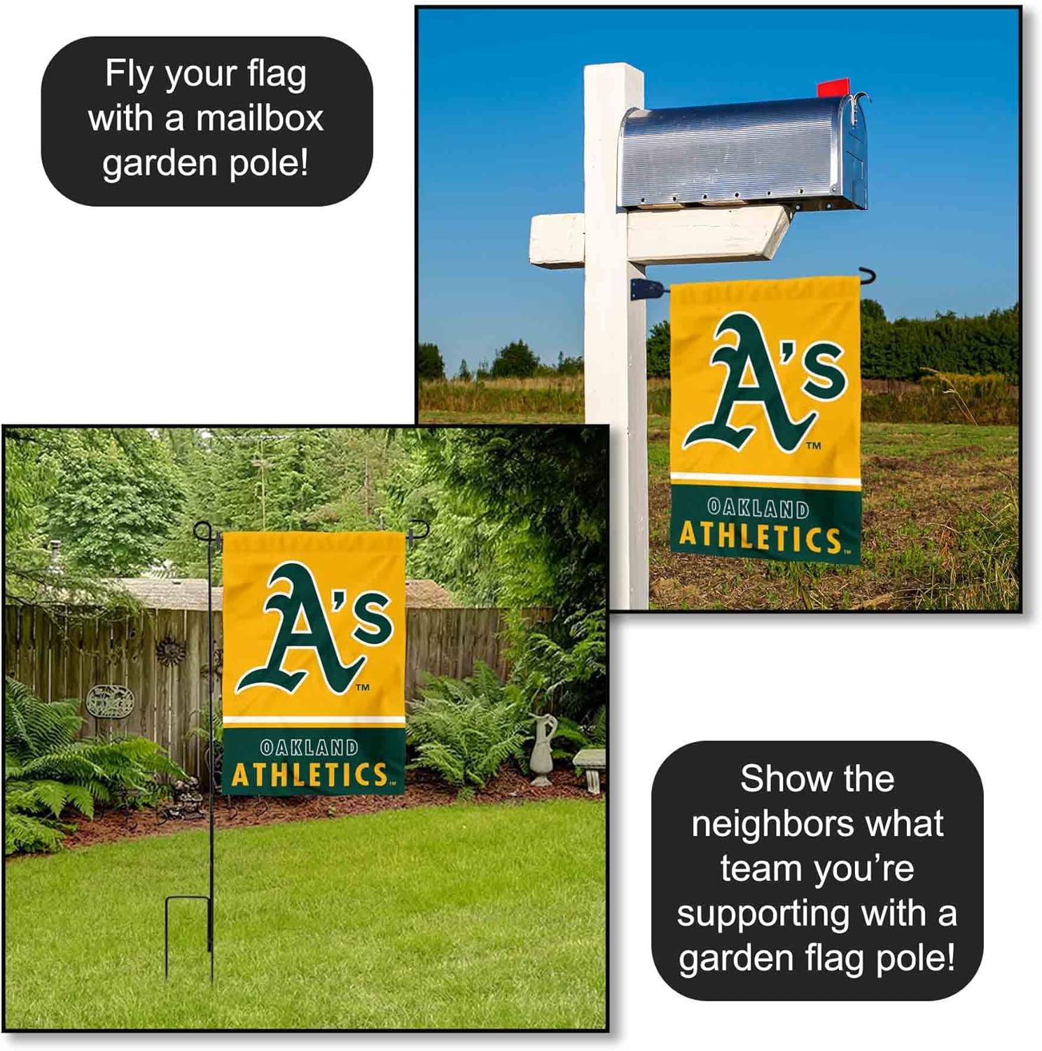Oakland Athletics Double Sided Garden Flag - Image 3