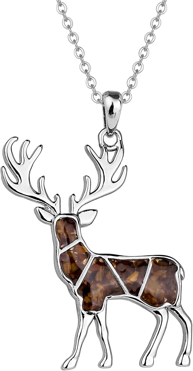 Lauren-Spencer Gemstone Animal Necklace Turquoise Tiger's Eye Tumbled Chips Animal Pendant Necklace Bear Moose Goat Deer Elk Necklace Wildlife Nature Jewelry Gift for Women Men