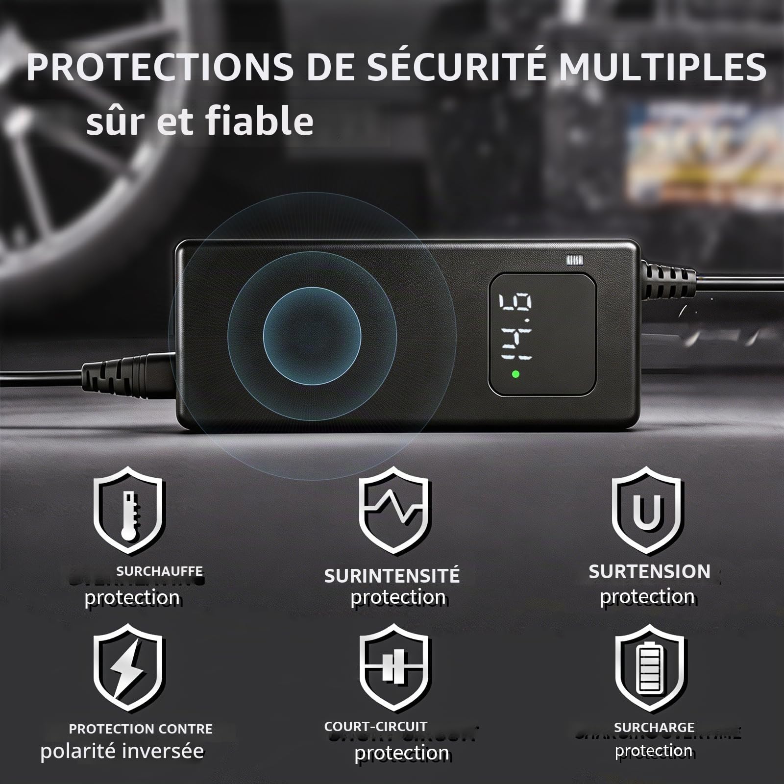 Chargeur de Batterie LiFePO4 14,6 V 5 A pour Batterie 12 V (4S), avec Pinces Crocodile, écran d’Affichage de la Tension, Charge Intelligente, pour Camping-Car/nautisme/Moto
