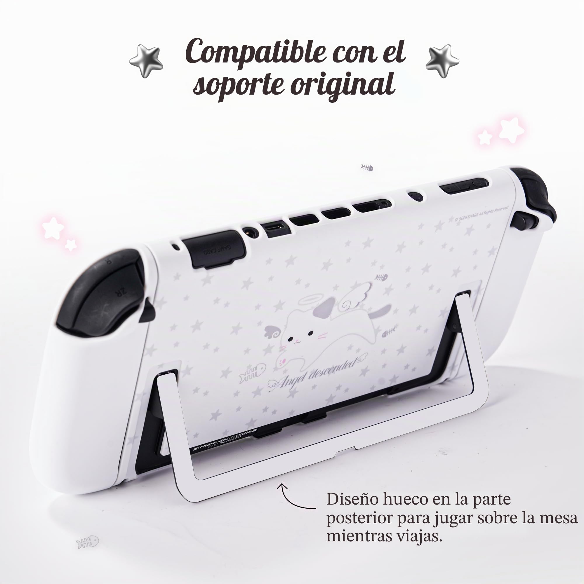 GeekShare Carcasa protectora compatible con Switch 2, funda acoplable de dibujos animados Kawaii compatible con Switch 2, diseño antiarañazos y de absorción de golpes, diseño de Star Kitty