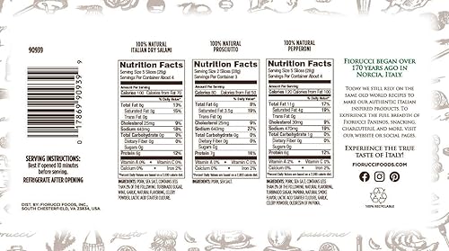 Miniatura 11 de Fiorucci Paquete de muestras italianas antipasti, pepperoni, jamón y salami, sin gluten, 11 onzas (paquete de 1)