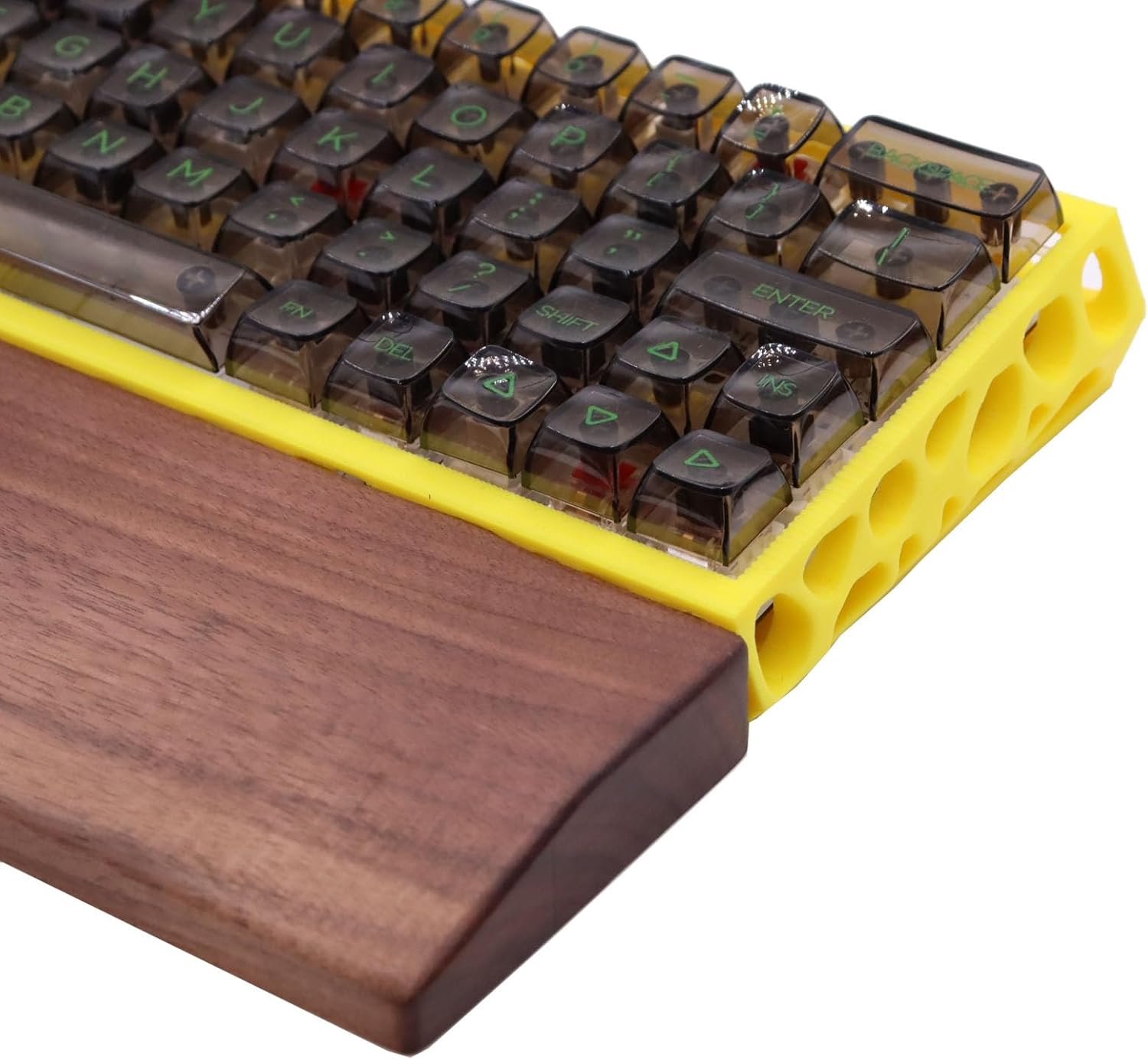 Wooden Wrist Rest,for 60% Mechanical KeyboardCompact Keyboard, Walnut Wood Palm Rest, Ergonomic Design for Mechanical Gaming Keyboard, Non-Slip Palm Pad (61 Key)