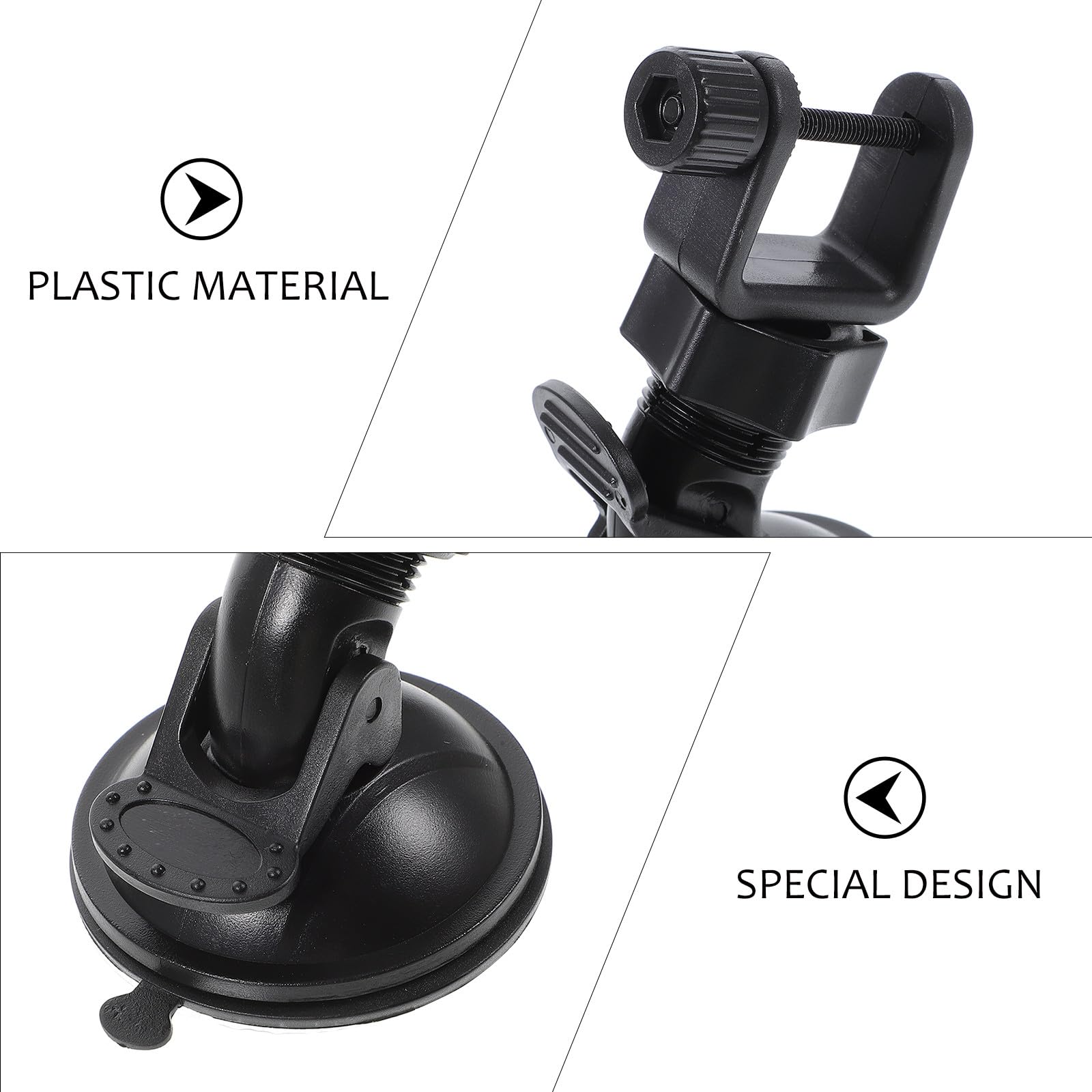 Gadpiparty Supporto per Dash Cam Auto in Plastica Nero Ventosa, Design Rotante a 270 Gradi, Set 4 Adattatori di Ricambio per Telecamera Digitale in Auto