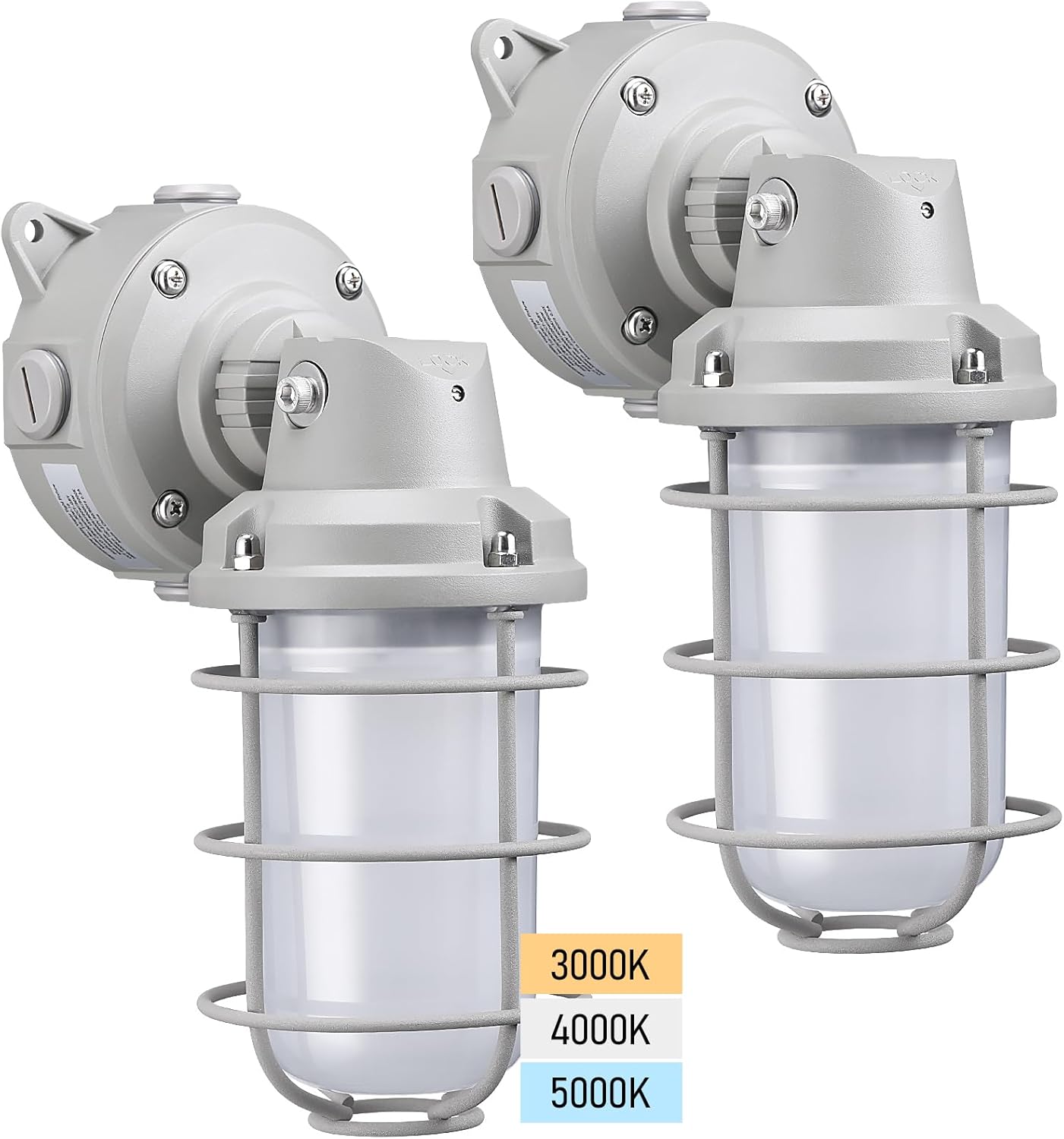 LEONLITE 3CCT LED Vapor Tight Jelly Jar Light, 15W/20W/30W Industrial ...