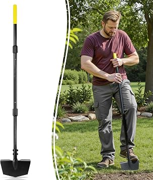 Edger Lawn Tool Extra-Tall 52.4, Garden Edger Chopper with V-Shape Tempered Blade, Half Moon Lawn Edger Tools with XL Solid Steel Handle, Grass Edger Tool Manual for Yard Landscaping Edging