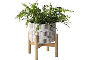 LA JOLIE MUSE 7.3 Inch Decorative Indoor Plant Pot with Wood Stand