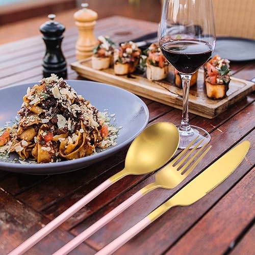 Miniatura 5 de AARAINBOW Juego de cubiertos de acero inoxidable de 6 piezas, portátil, reutilizable, juego de cubiertos de viaje, incluye palillos, cuchillo,