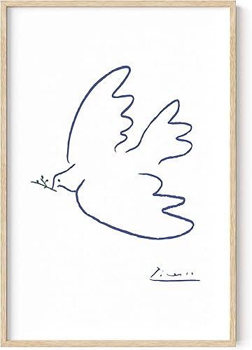 HAUS AND HUES Arte para pared de Picasso Dove of Peace Picasso, obra de arte de dibujo de línea de Pablo Picasso, póster de paloma moderno,