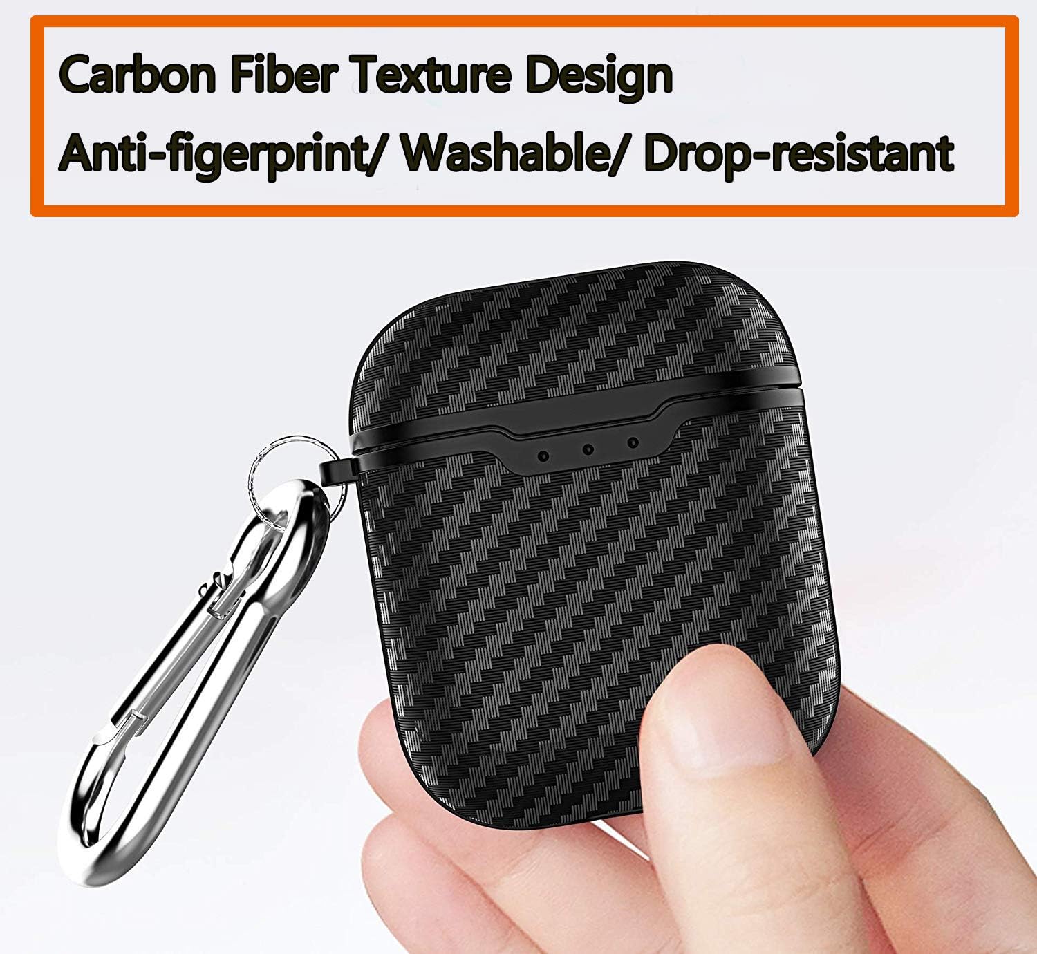 Discount 90% Jiarusig Airpods Case Cover, Cool Carbon Fiber Texture Protective AirPod Skin Case Cover for Men Women Compatible Air Pod 1&2 Charging Case with Keychain Clip, Strap, Earhooks [Front LED Visible]