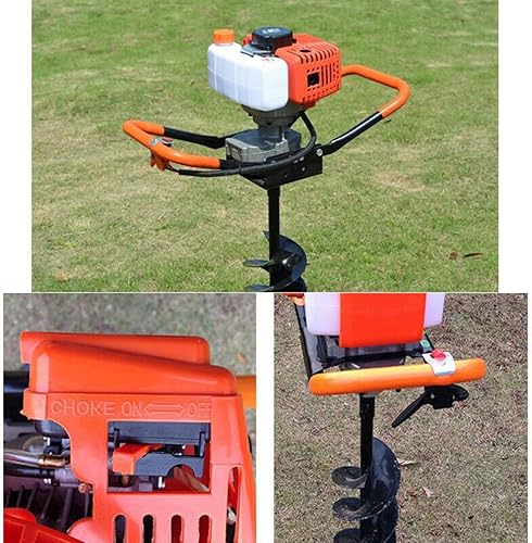 Miniatura 6 de 52CC 2.4HP 2-Stroke Post Hole Digger Fence Tierra taladro con 3 brocas 4" 6" 8" brocas y 12" barra de extensión 1.9w7500rpm herramienta de taladro