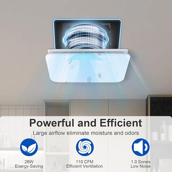 Extractor de baño 110 CFM, montaje en techo, blanco miniatura 4