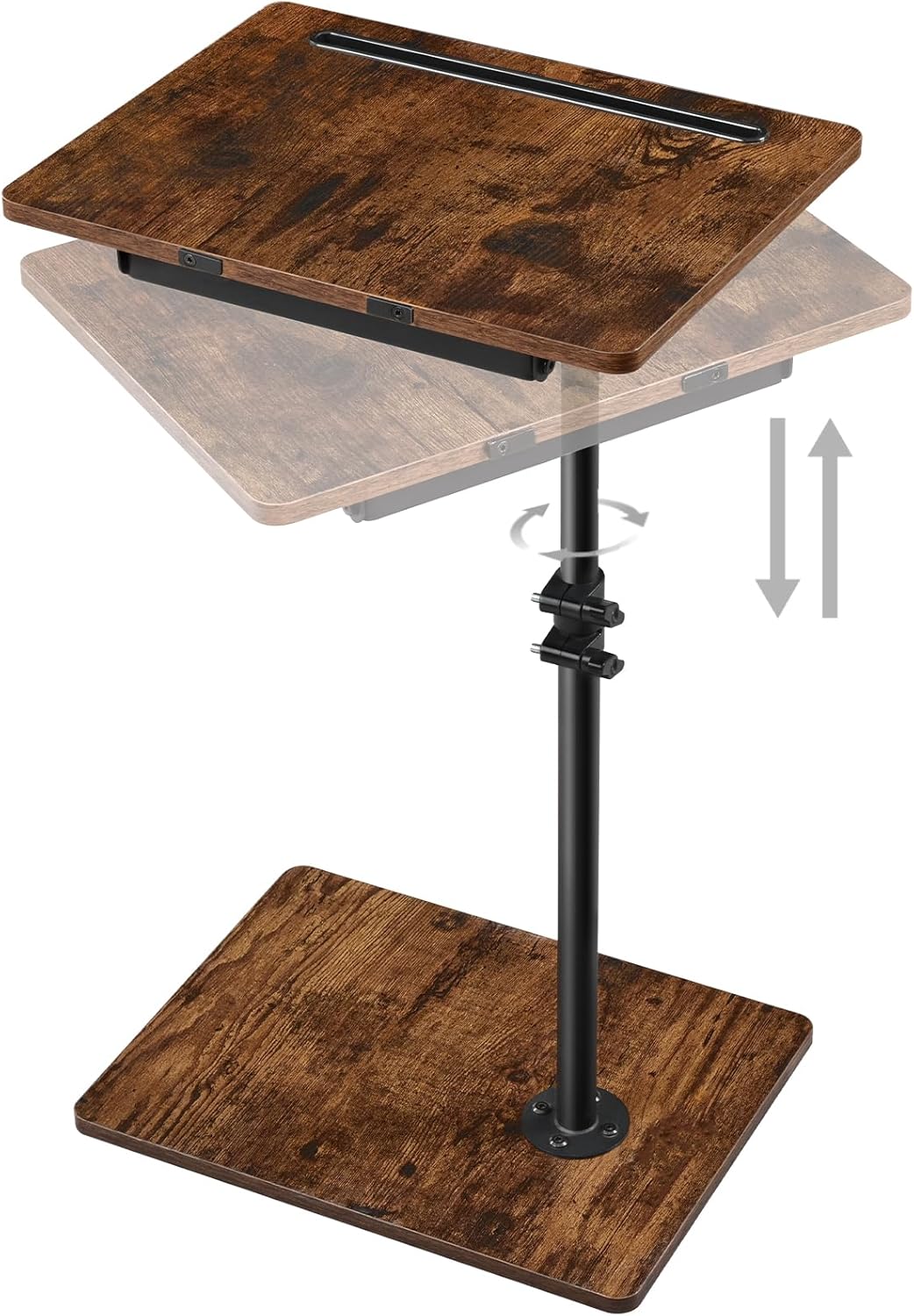 Waipfaru Swivel Height Adjustable Side Table Sofa Tray, Tiltable Sofa Bed Bathroom Study TV Tray C Shaped End Table Food Snack Trays for Eating(2 Pcs)