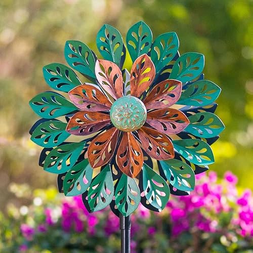 Miniatura 11 de Viveta Molinillo de viento para exteriores, escultura de viento decorativa con estaca resistente, molinetes rosas para patio y jardín Rosado,Azul y