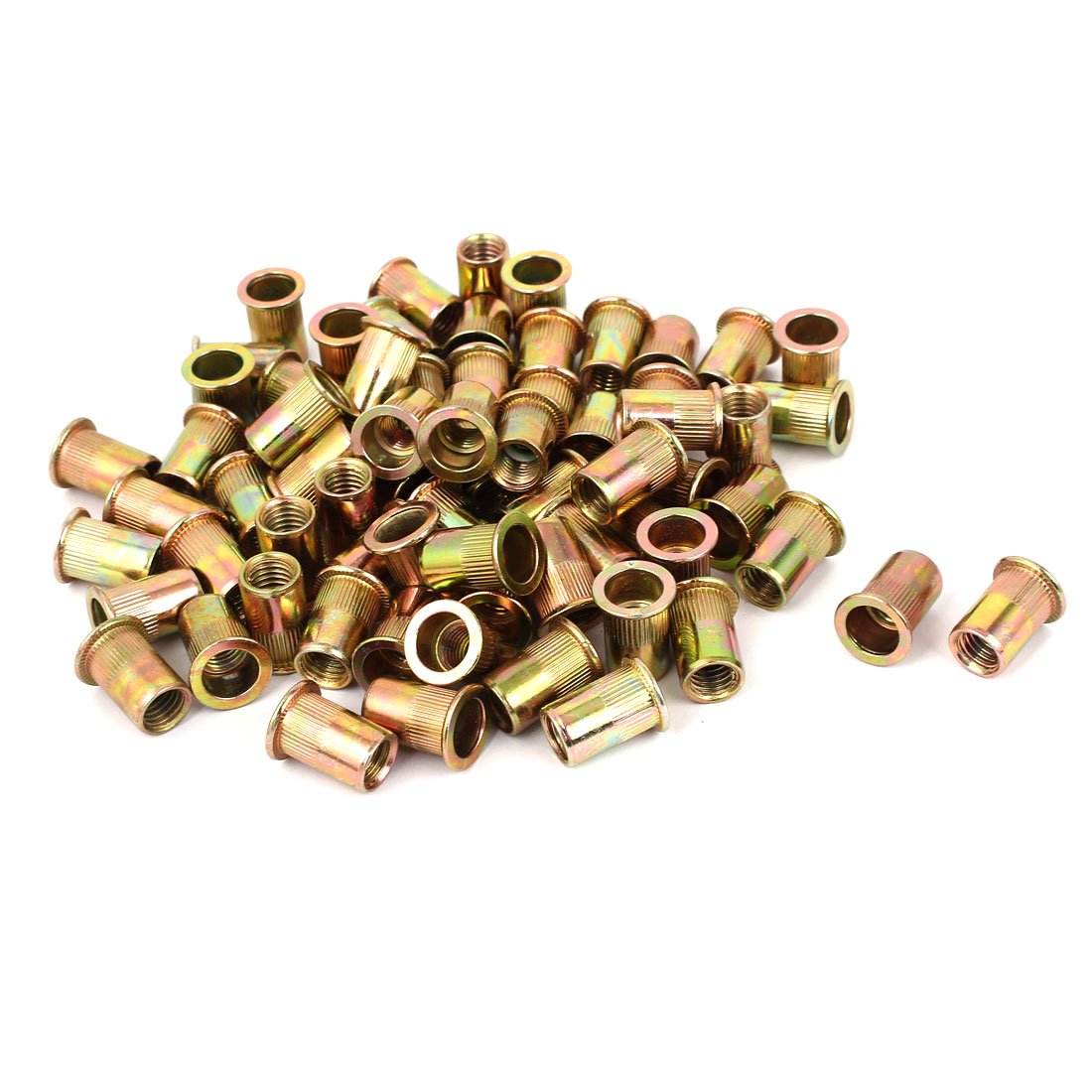 M10x20mm Open End Flat Head Knurled Body Blind Threaded Rivet Nut 100pcs (68796ad4e18e4d1eb4c48ca38bb7c2e5)