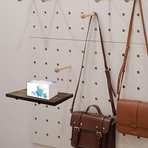 Miniatura 6 de 3 estantes de madera con 6 soportes de metal para tablero de clavijas, ganchos de tablero de clavijas, estantes organizadores de tablero de clavijas