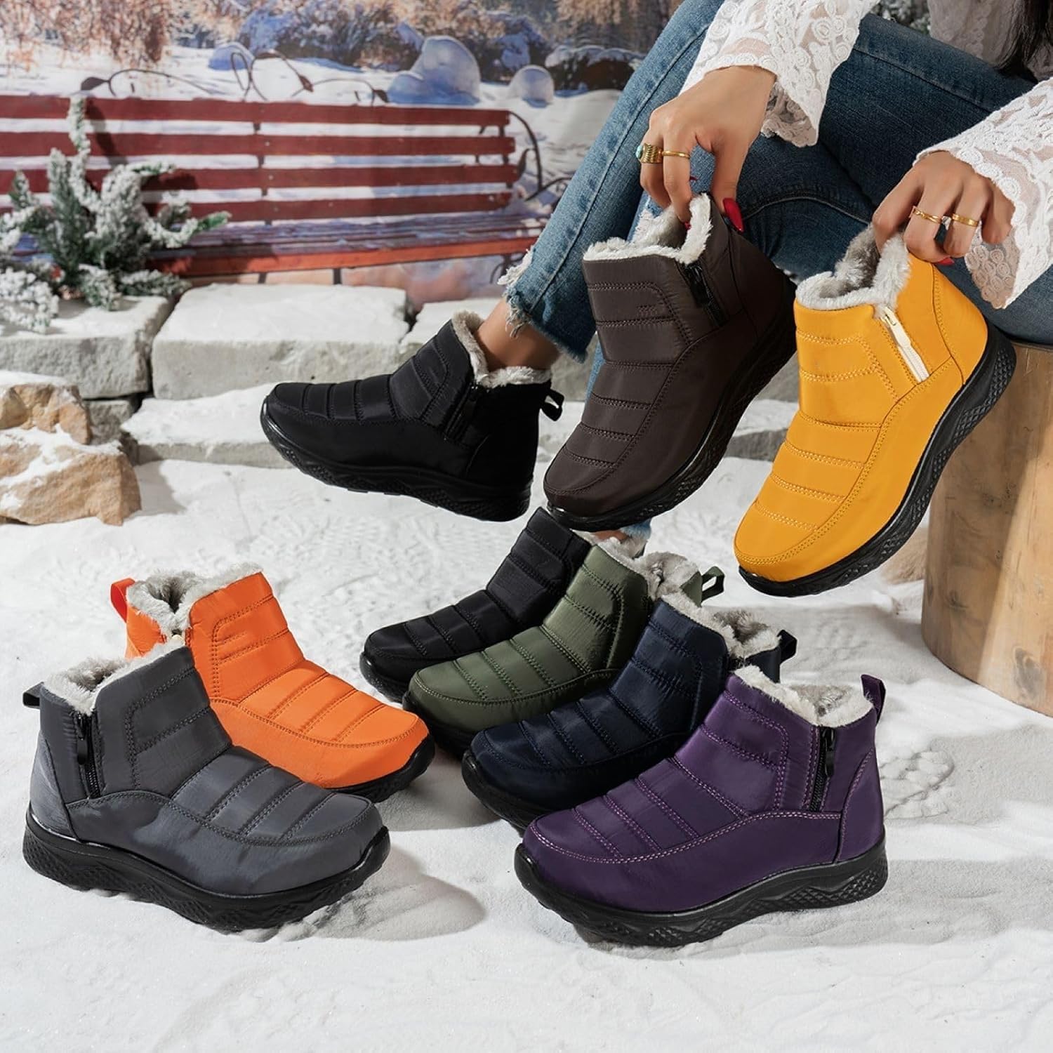 Dritnow Shoes Women’s Insulated Snow Boots, Dritnow Snow Boots, Waterproof, Comfortable Warm Winter Shoes for Women