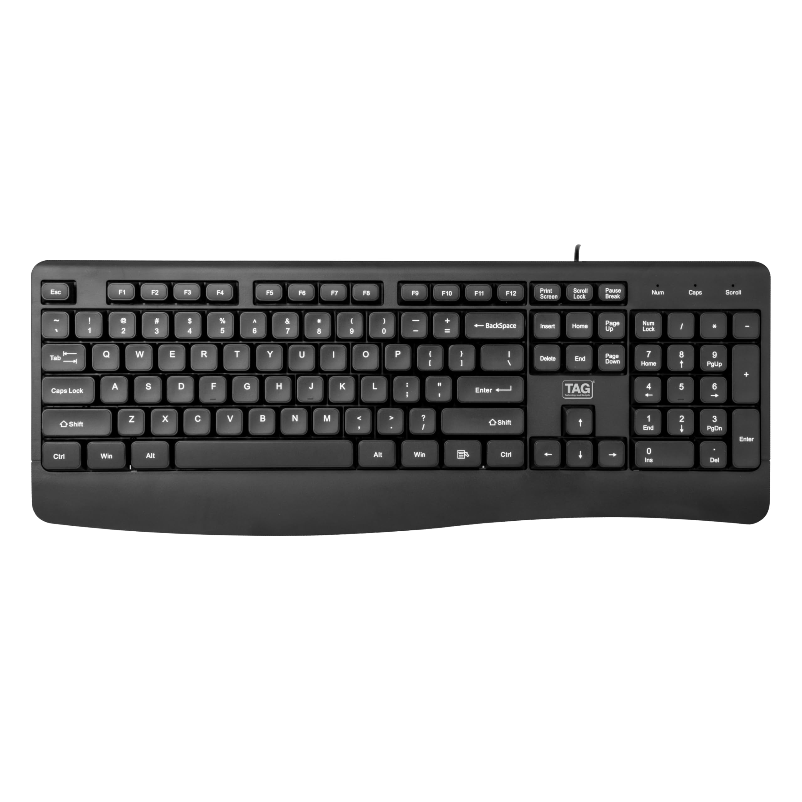 TAG Office Wired Keyboard | USB Plug and Play | Full Size Keyboard with Numeric Keypad | 104 Silent Membrane Keys | 10 Million Keystrokes | Compatible with PC, Laptop, Mac