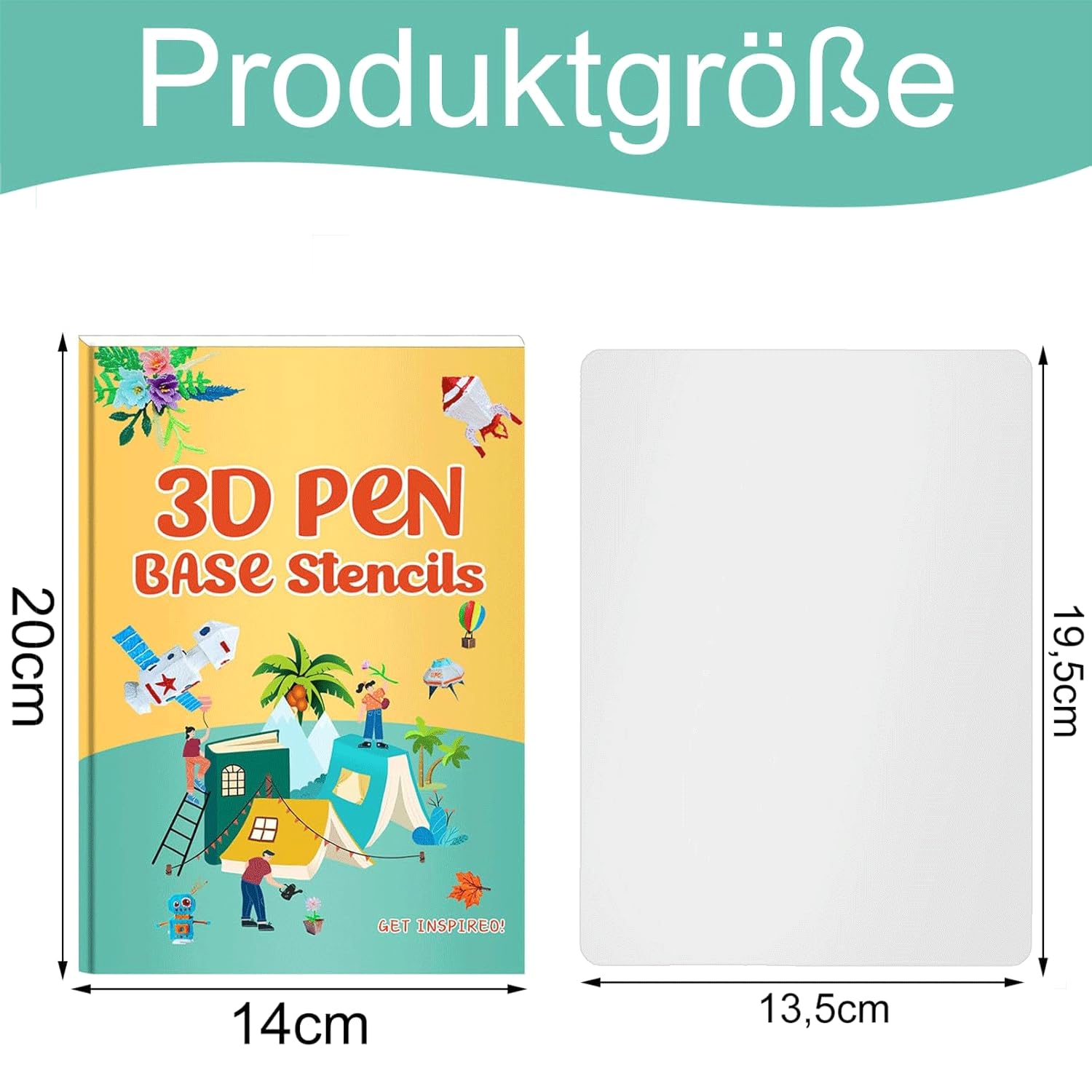 LEMONSTONE Książka rysunkowa do druku 3D, z 44 wzorami i przezroczystą płytką, szablony 3D dla dzieci, akcesoria do długopisów 3D, szablony wielokrotnego użytku, szablony 3D dla dzieci, do
