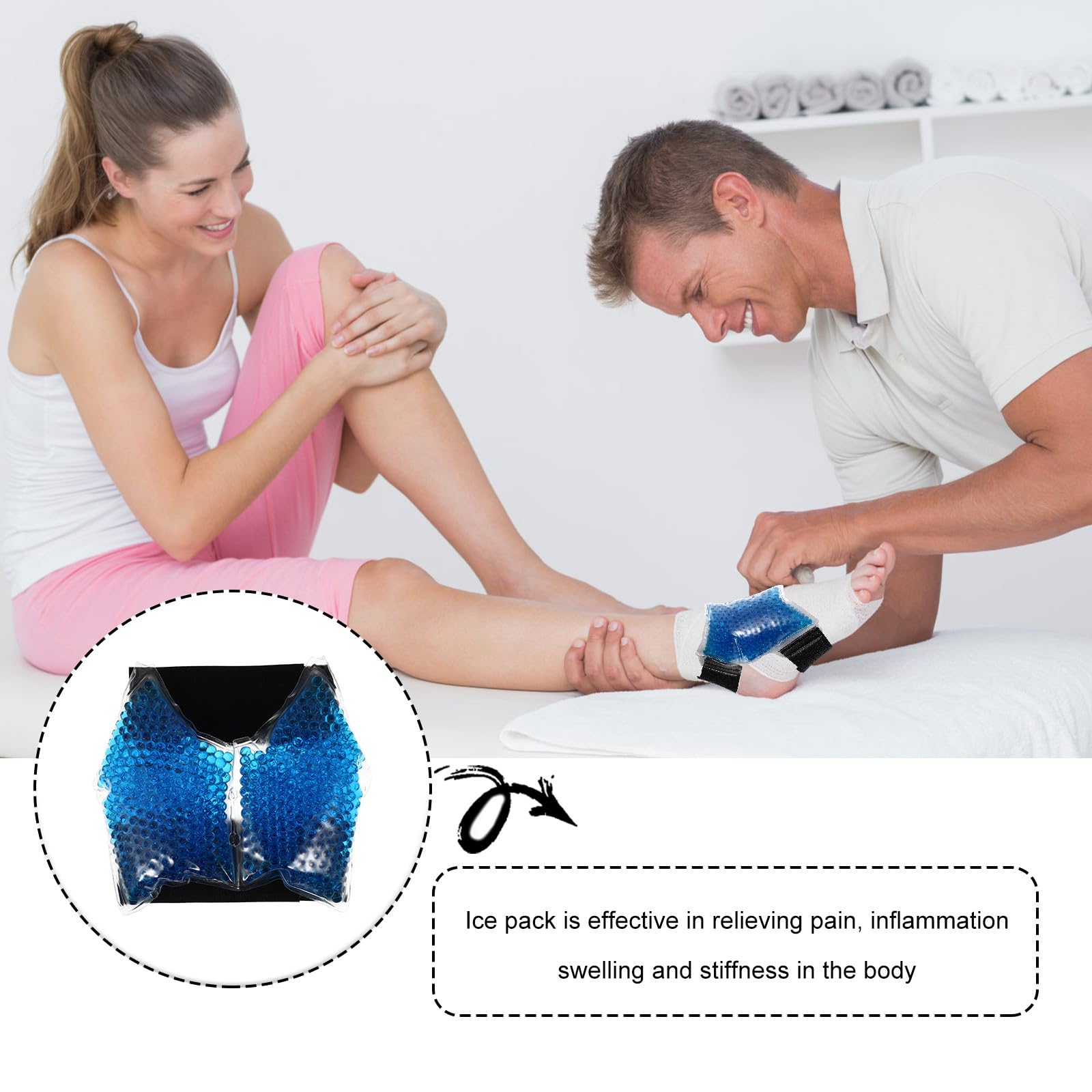 Outanaya Sacchetto Ghiaccio Caviglia in Gel Riutilizzabile Pvc Blu e Gonfiore, Impacco Freddo per Corpo e Caviglie per Sport e Riabilitazione