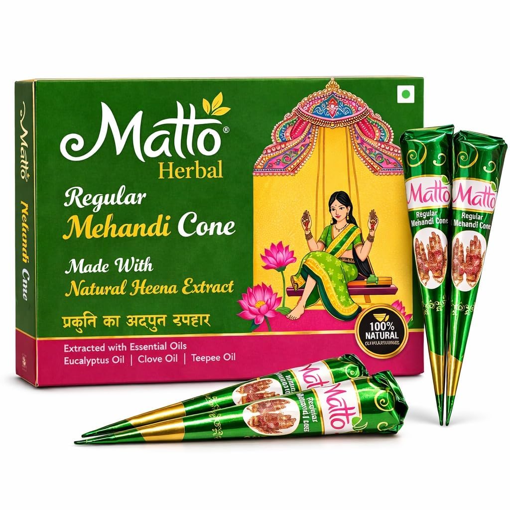 MATTO REGULAR MEHANDI CONE (2 BOX :- 12PCS IN EACH BOX)-image-17