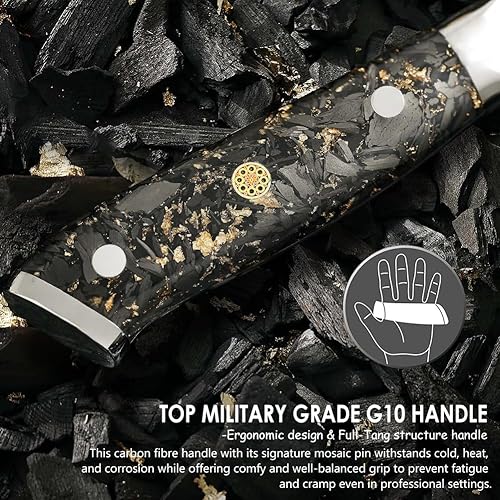 Miniatura 6 de KEENZO Damasco - Juego de cuchillos de chef de 5 piezas, juego de cuchillos de cocina profesionales, ultra afilados japoneses forjados a mano de 67